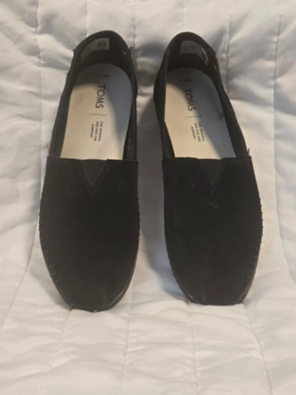 Toms Womens Black Suede Slip-On Loafers 8.5